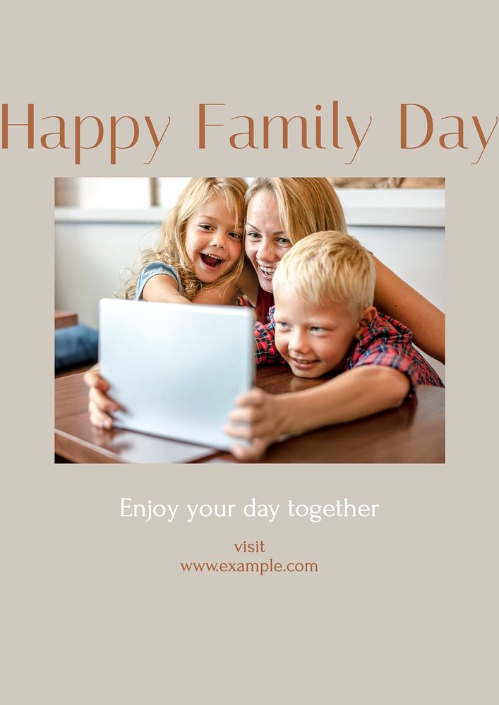 Happy family day poster template, editable text & design