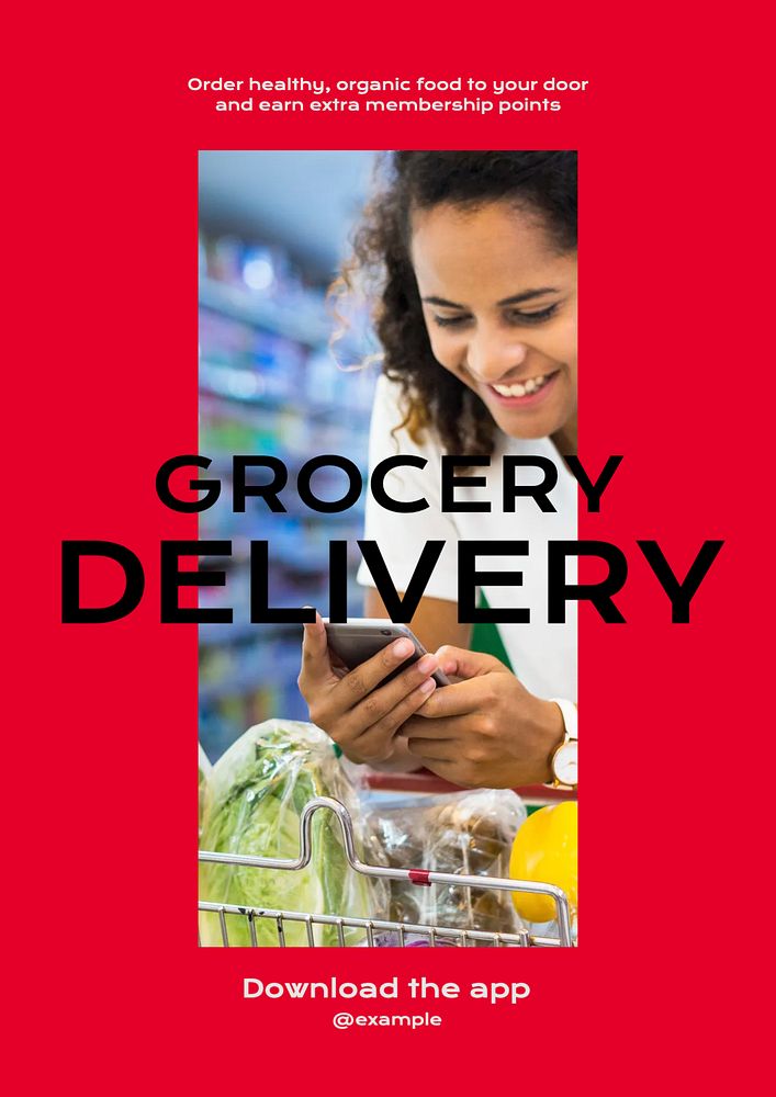 Grocery delivery editable poster template