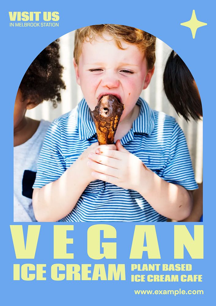 Vegan ice cream editable poster template