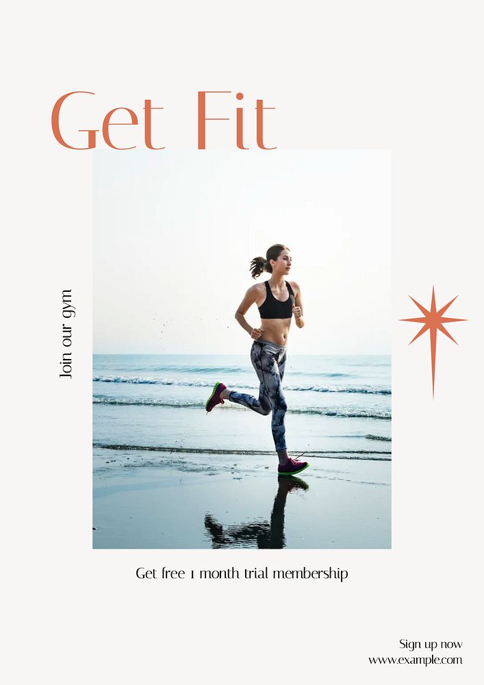 Get fit poster template, editable text & design