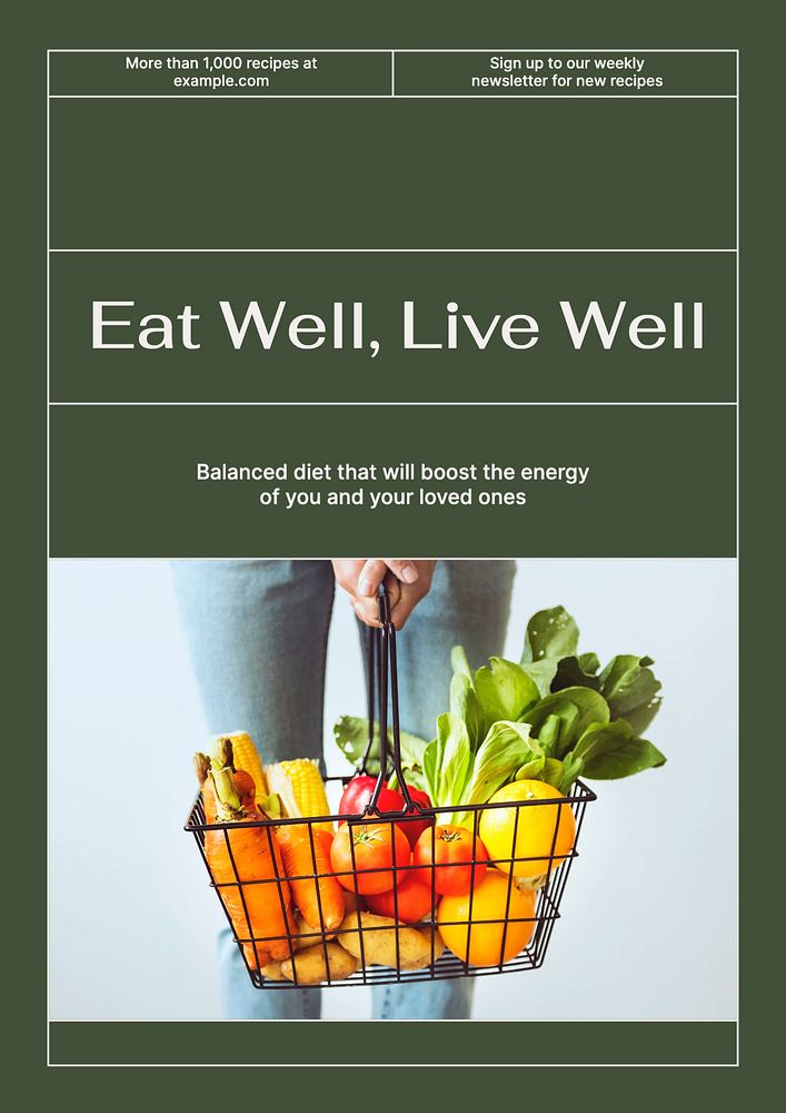 Healthy eating poster template, editable text & design