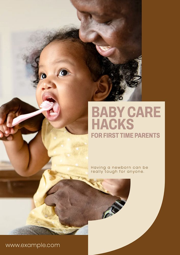 Baby care hacks editable poster template