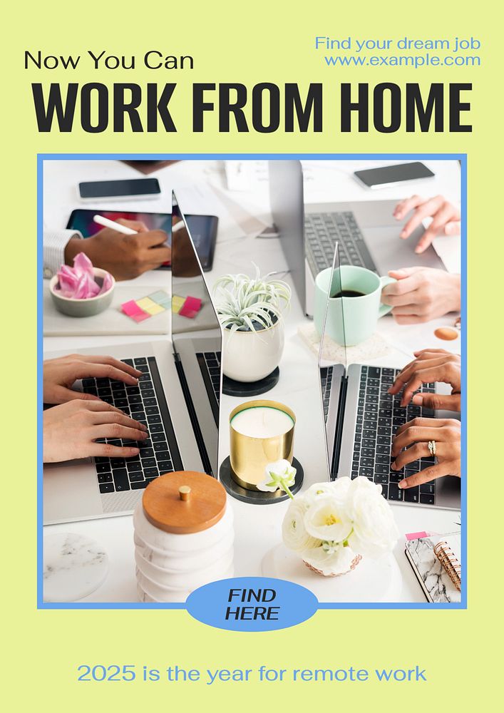 Work from home editable poster template