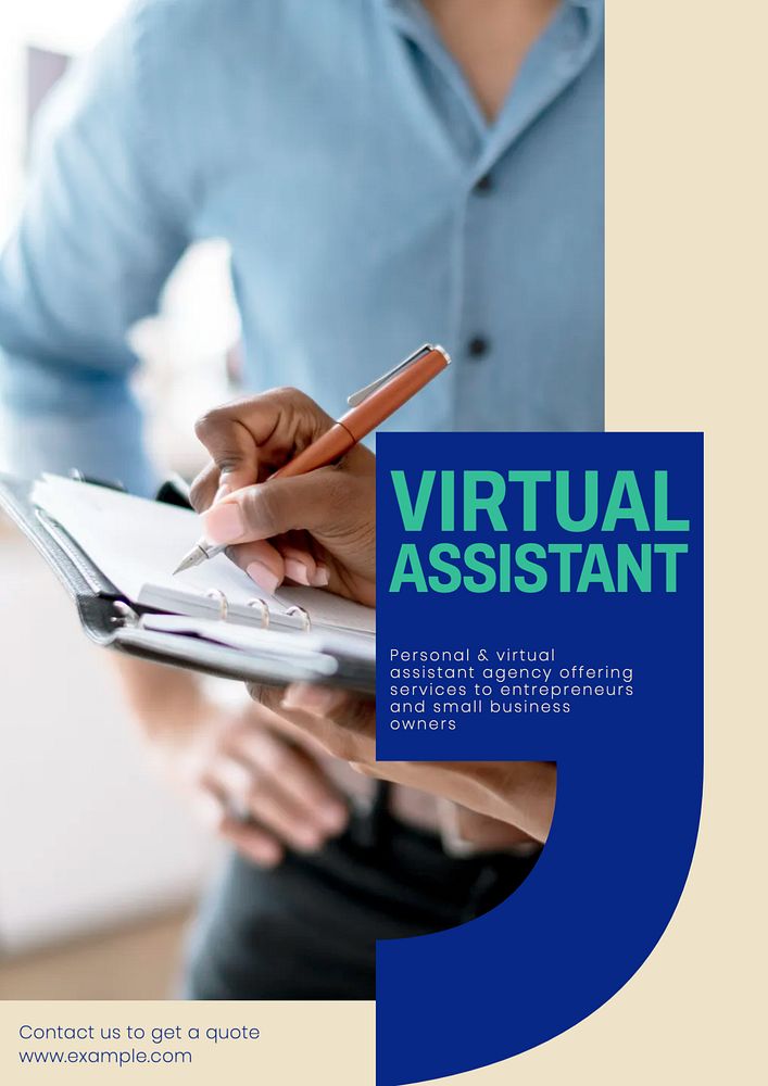 Virtual assistant editable poster template