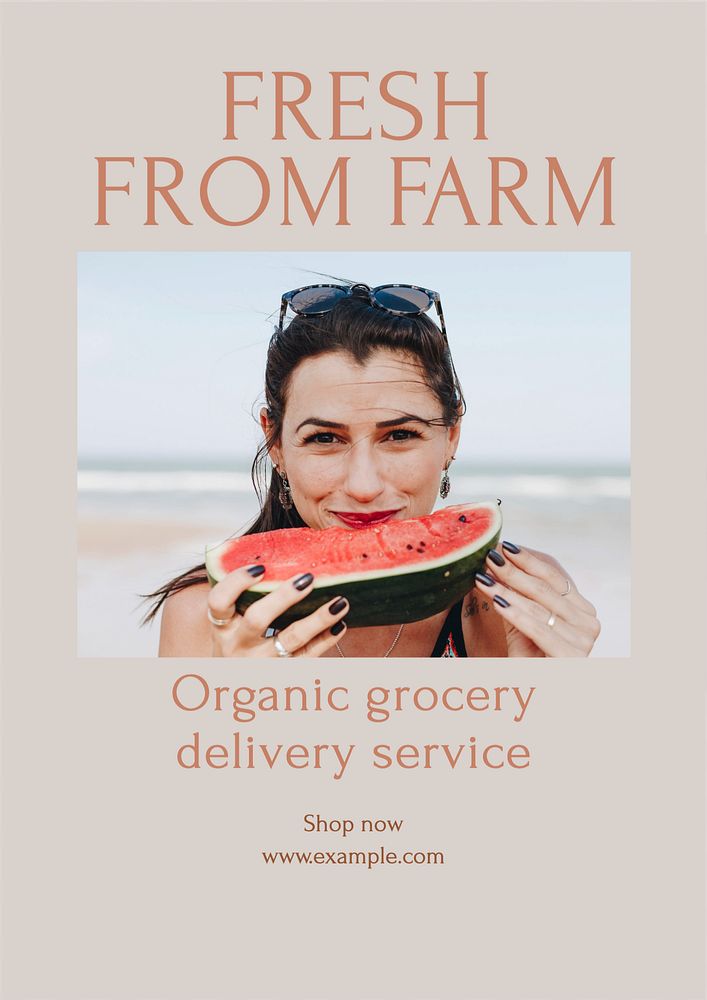 Organic supermarket poster template, editable text & design