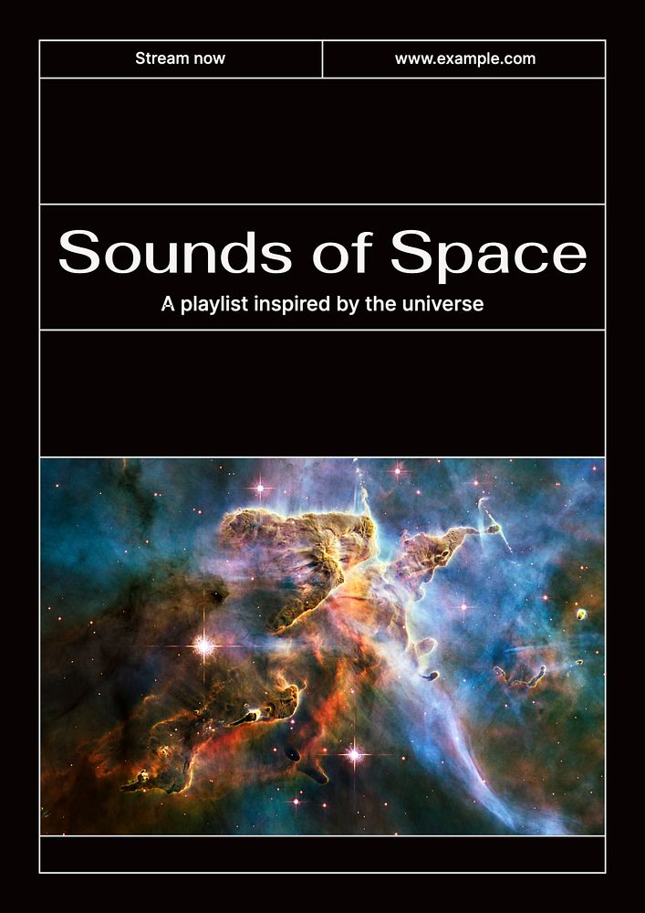 Space playlist poster template, editable text & design