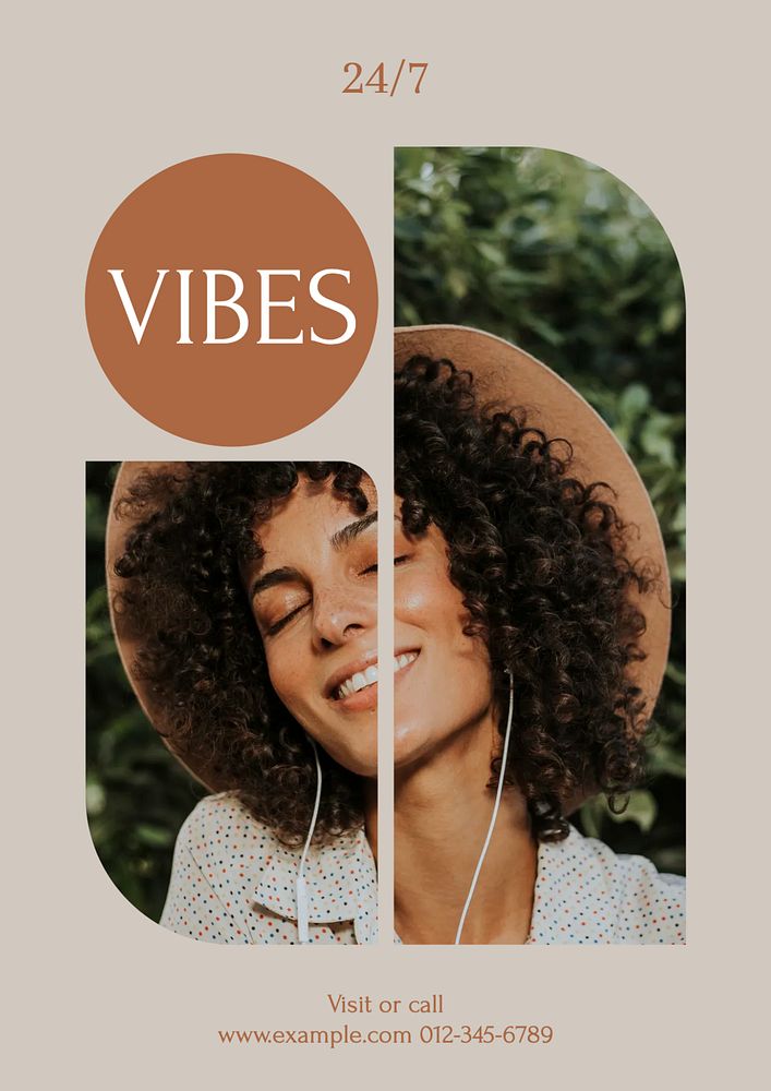 Vibes 24/7 poster template, editable text & design