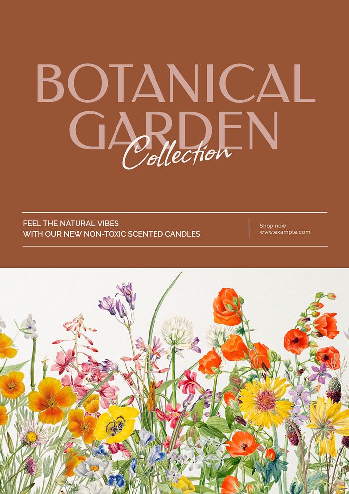 Botanical garden collection poster template, editable text & design