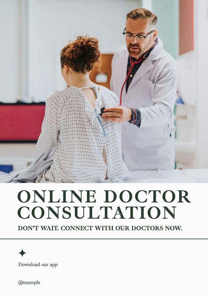 Online doctor consultation poster template, editable text & design