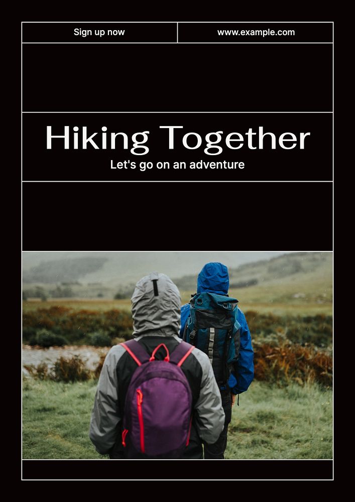 Hiking club poster template, editable text & design