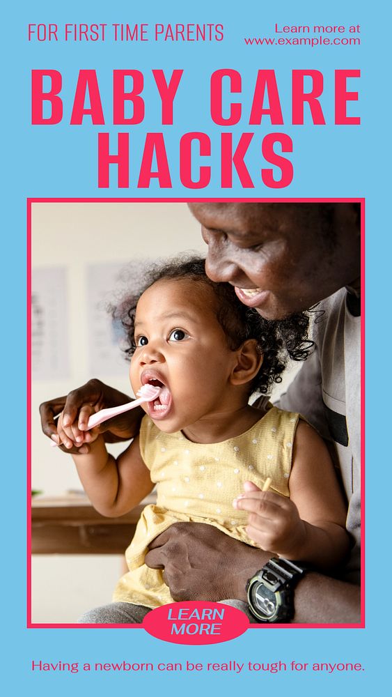 Baby care hacks story template, editable social media design