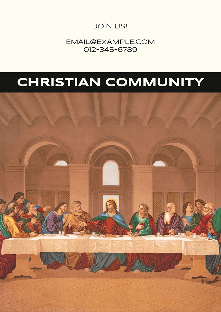 Christian community poster template, editable text & design