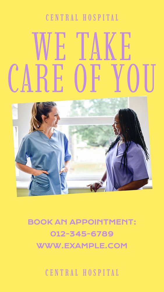 Hospital care story template, editable social media design