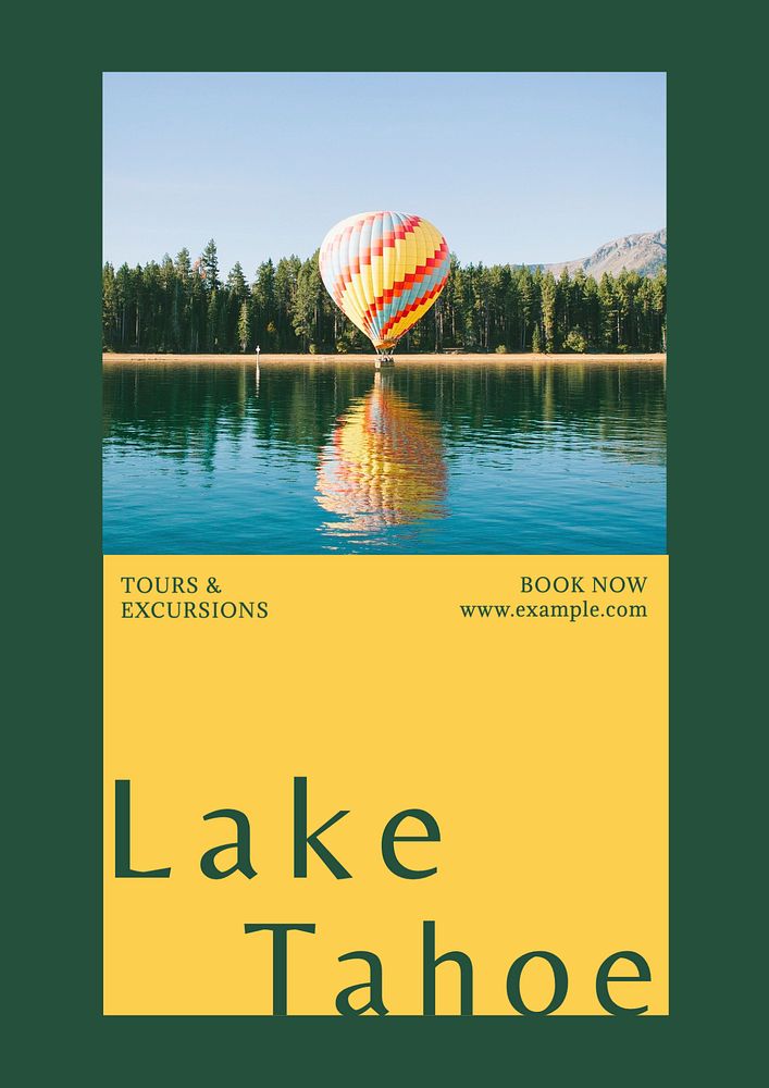 Lake Tahoe poster template, editable text & design