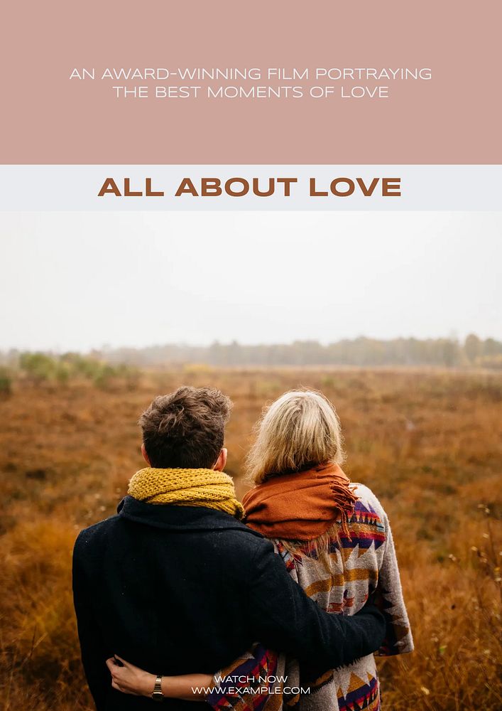 Love film poster template, editable text & design