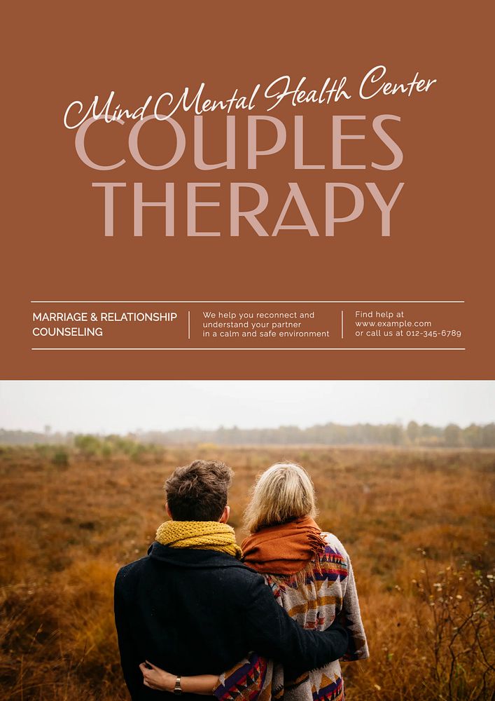 Couples therapy poster template, editable text & design