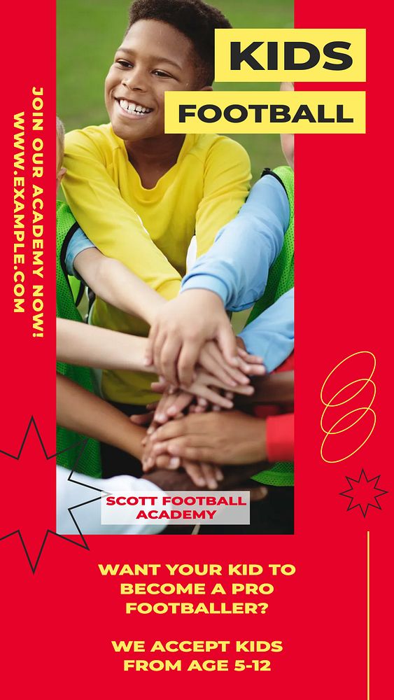 Kids football story template, editable social media design