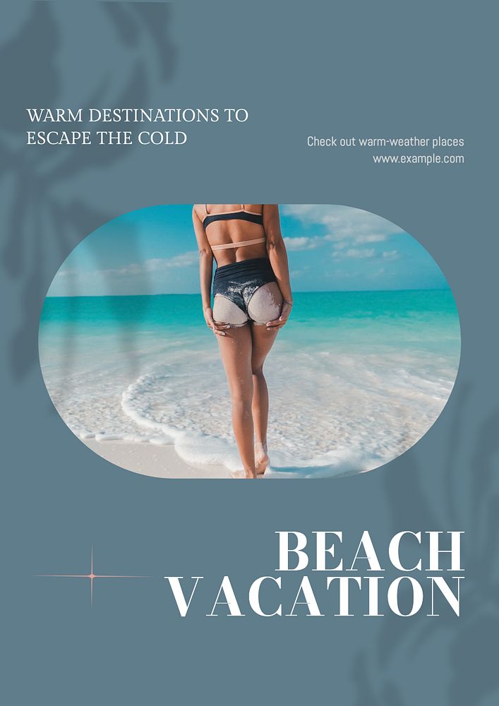 Beach vacation poster template, editable text & design