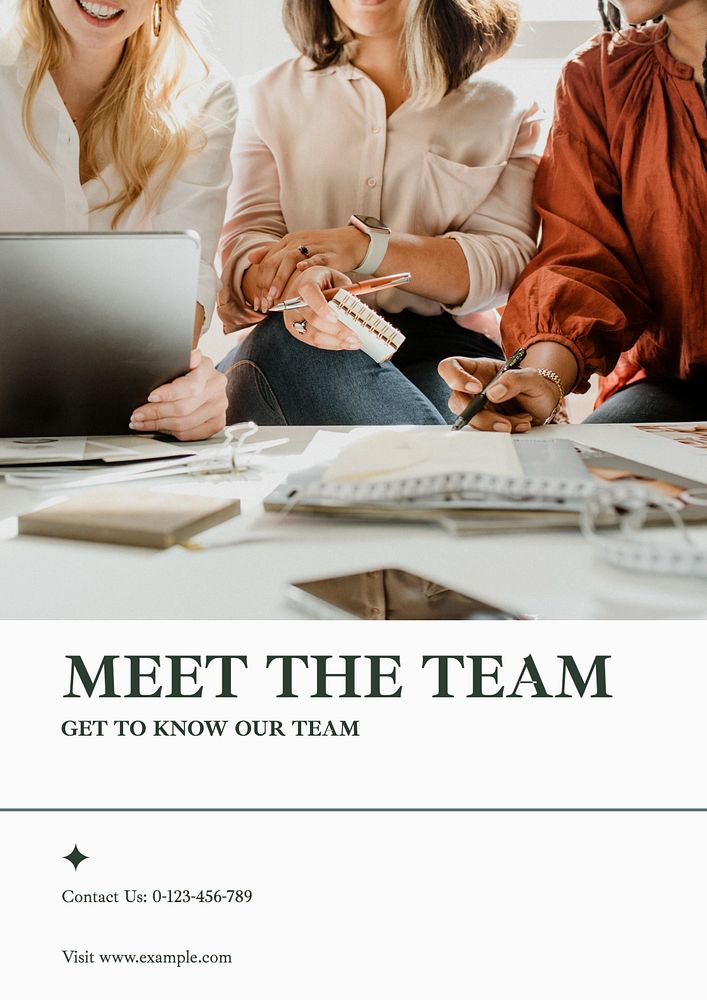 Meet our team poster template, editable text & design