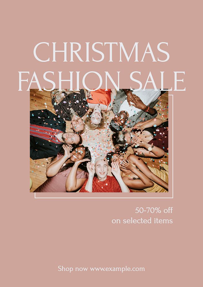 Christmas fashion sale poster template, editable text & design
