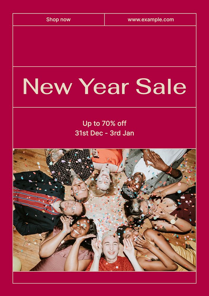 New Year sale poster template, editable text & design