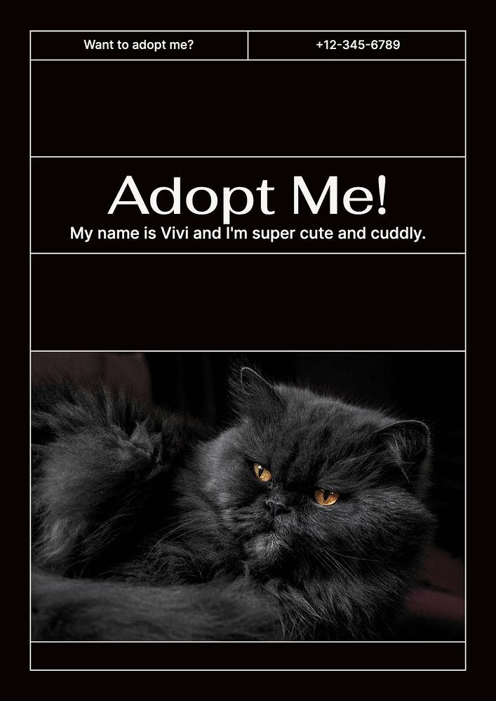 Pet adoption poster template, editable text & design