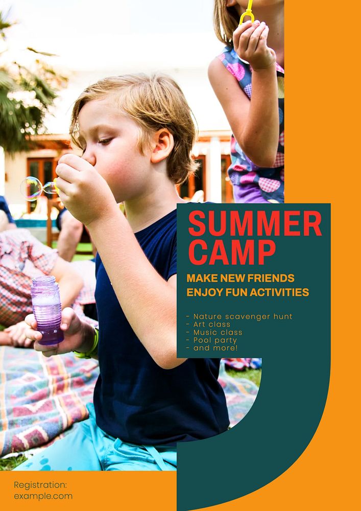 Summer camp editable poster template