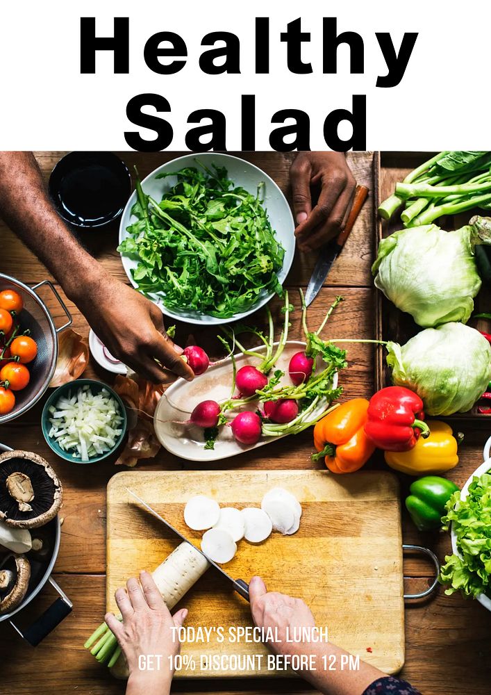 Healthy salad editable poster template