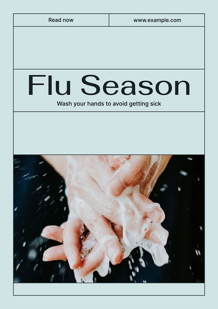 Flu season poster template, editable text & design