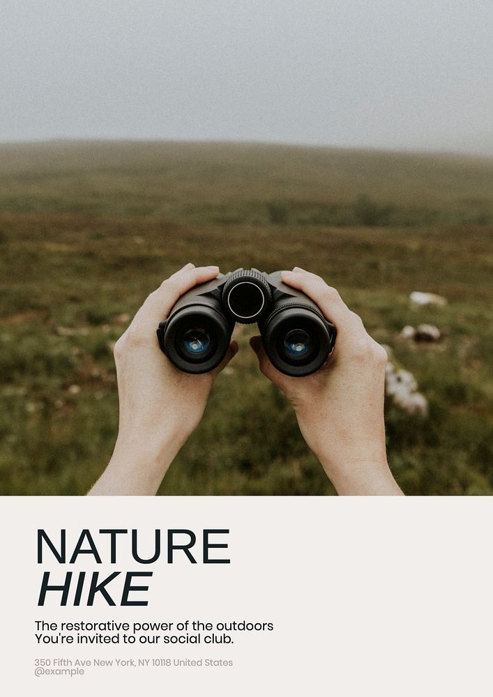 Nature hike poster template, editable text & design