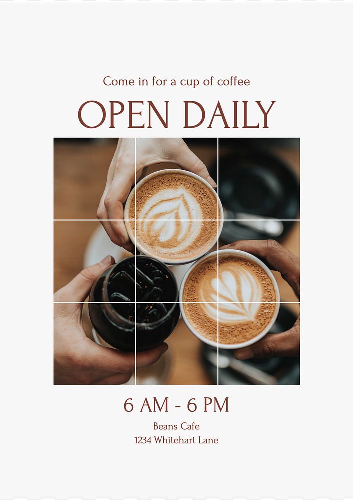 Open daily poster template, editable text & design