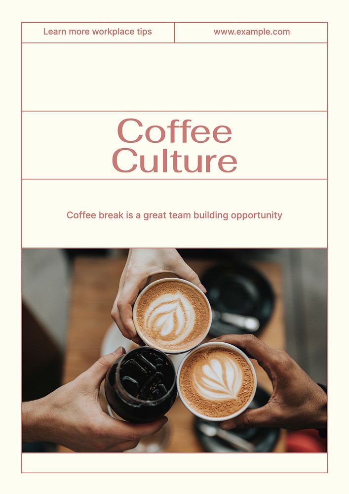 Coffee culture poster template, editable text & design