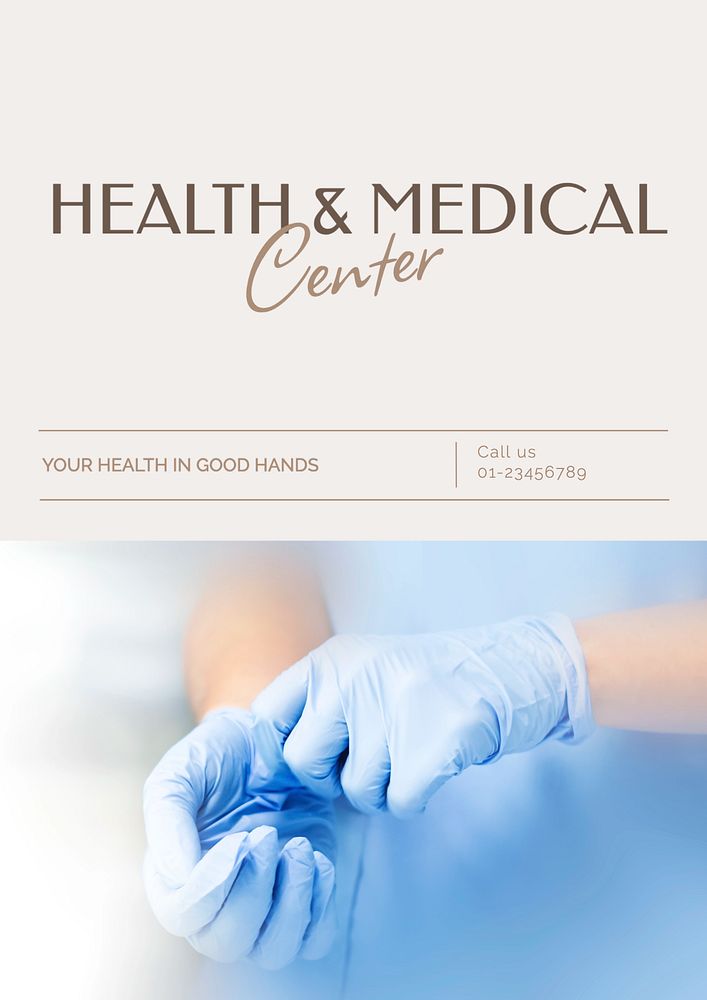 Health & medical center poster template, editable text & design