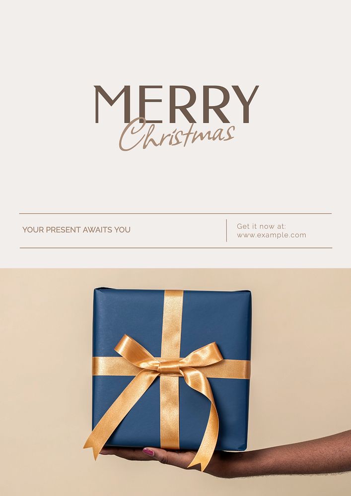 Merry christmas poster template, editable text & design