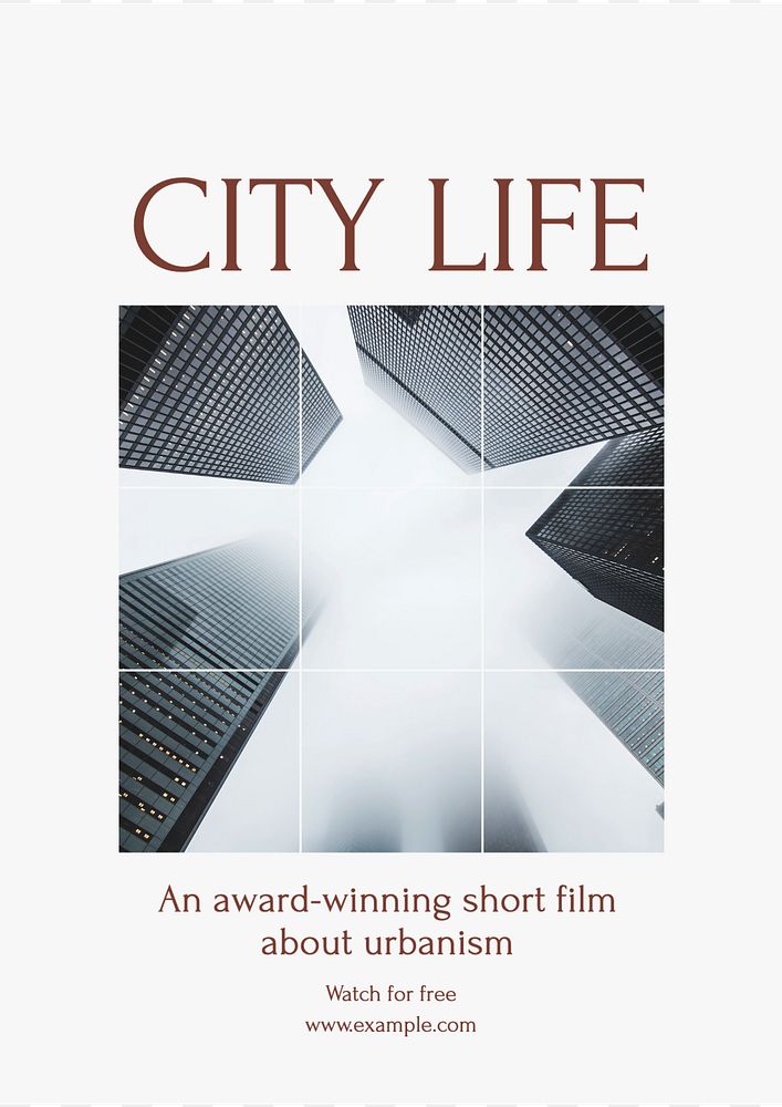 City life film poster template, editable text & design