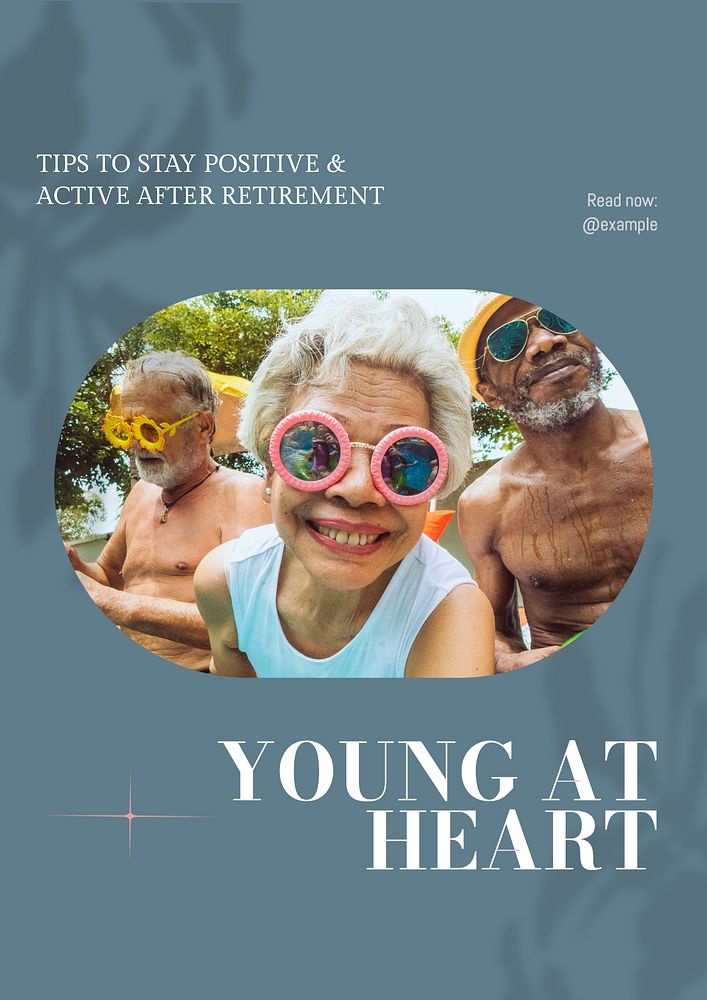 Young at heart poster template, editable text & design