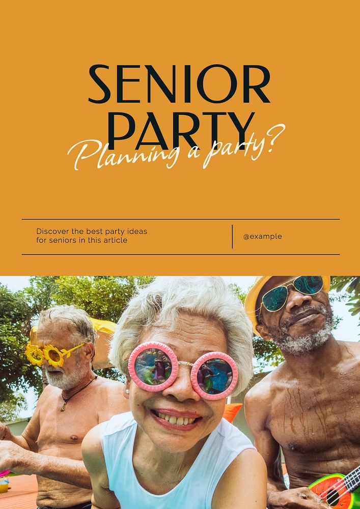 Senior party poster template, editable text & design