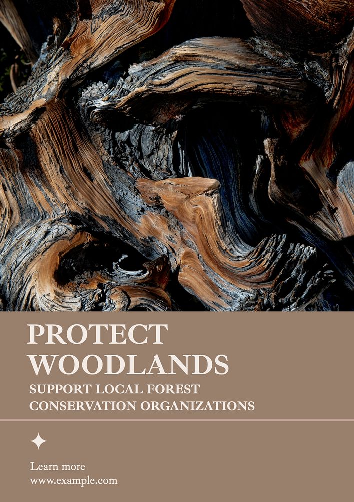 Protect woodlands poster template, editable text & design