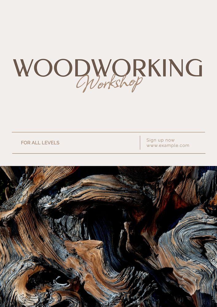 Woodworking workshop poster template, editable text & design