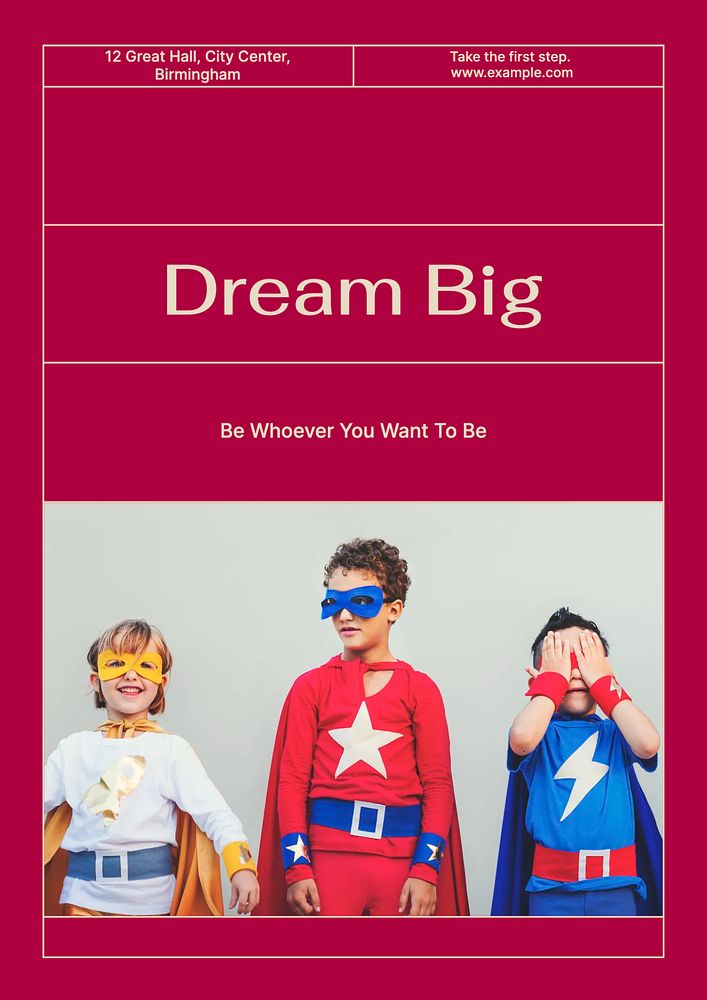 Dream big poster template, editable text & design