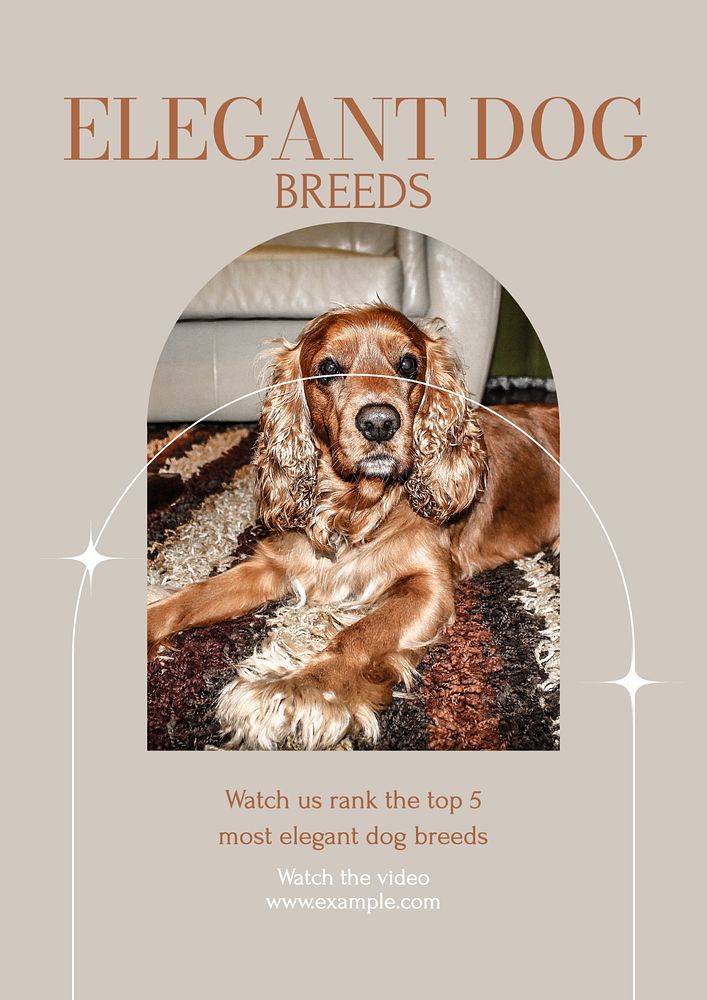 Elegant dog breeds poster template, editable text & design