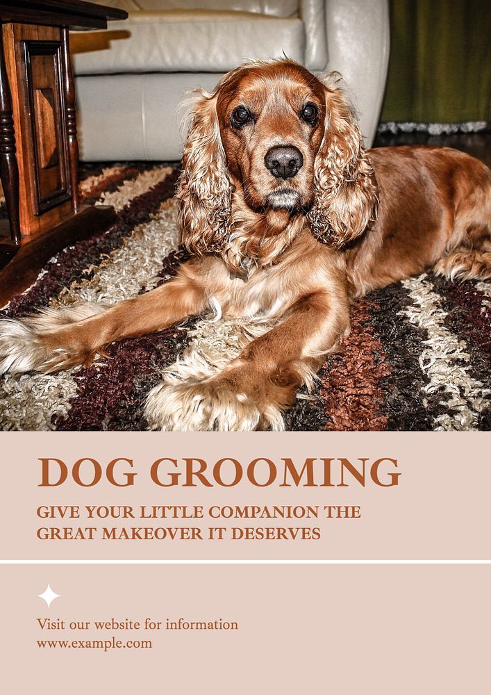 Dog grooming poster template, editable text & design