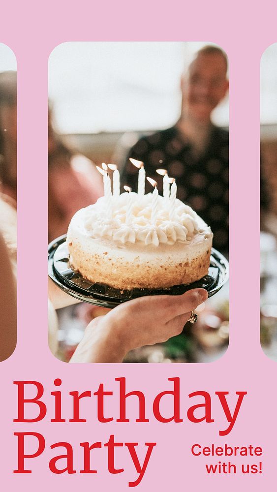 Birthday party story template, editable social media design