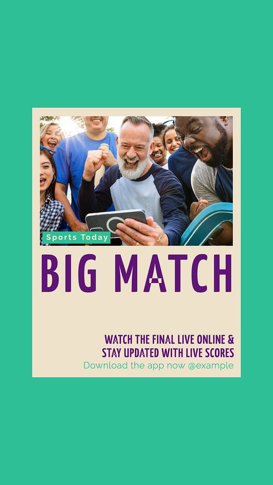 Live big match story template, editable social media design