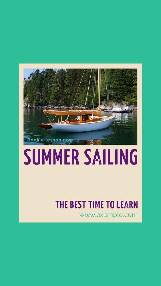 Summer sailing story template, editable social media design