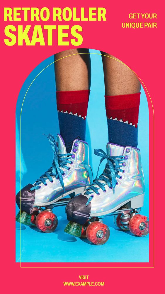 Retro roller skates story template, editable social media design