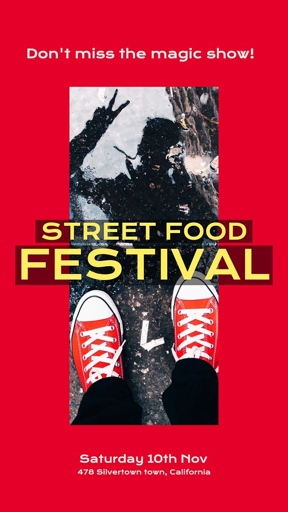 Street food festival story template, editable social media design