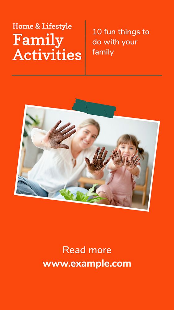 Family activities story template, editable social media design