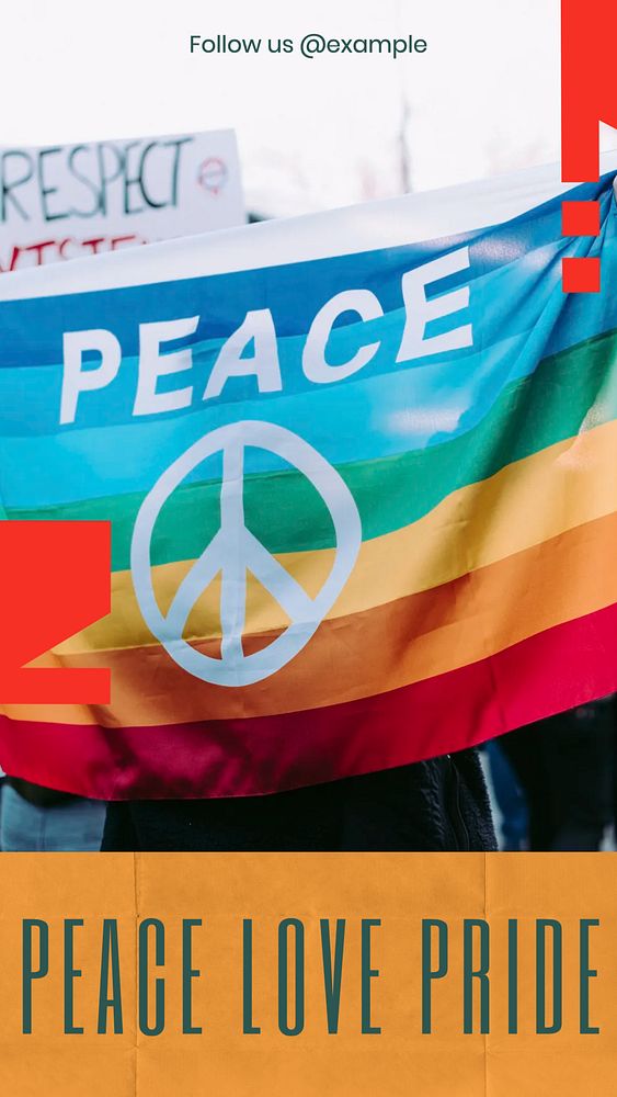 Peace love pride story template, editable social media design