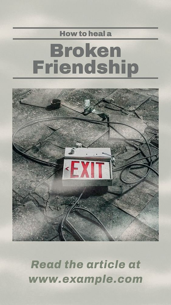 Broken friendship story template, editable social media design